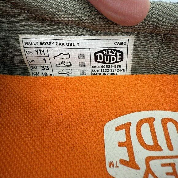 Hey Dude Youth Wally Mossy Oak Camo Shoes Size 1 YT1, EU 33, UK 1 - Picture 7 of 7